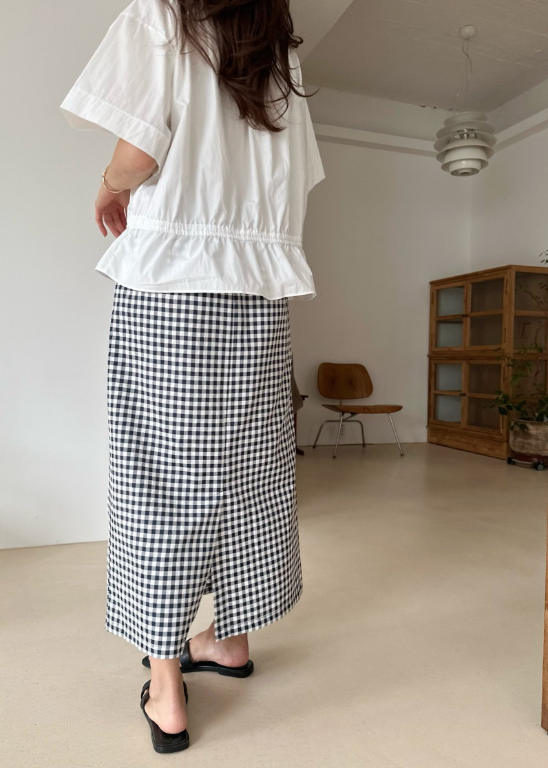 Gingham checkered H skirt