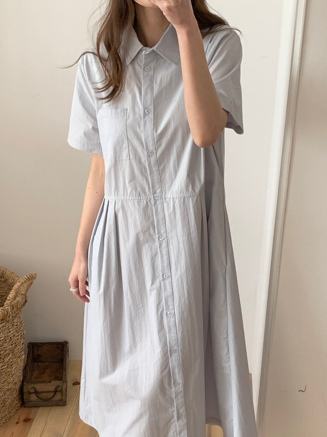 Cotton blend shirtdress