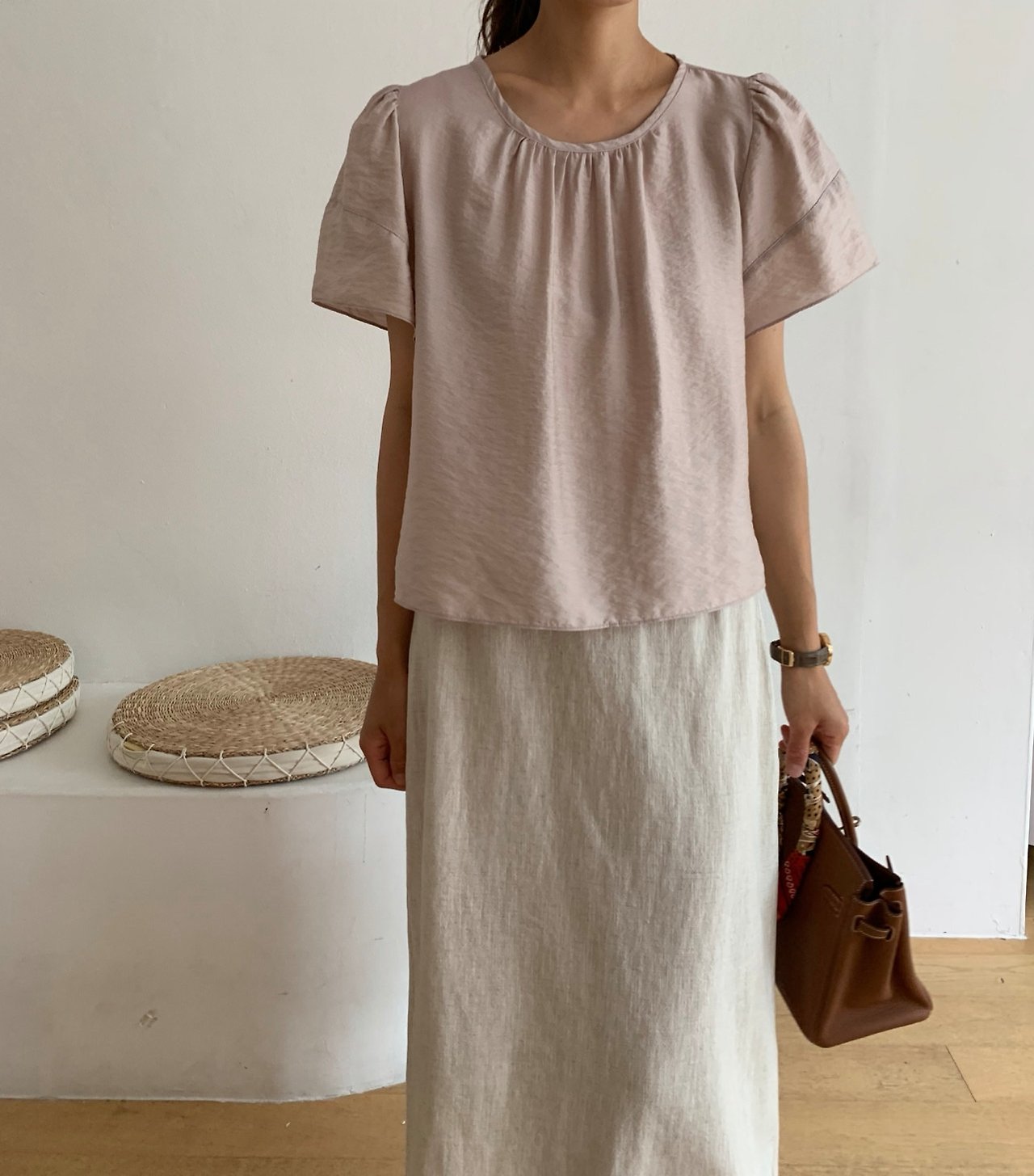 Modal puff sleeves blouse