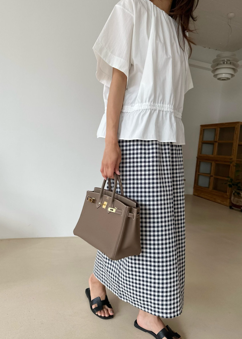 Gingham checkered H skirt