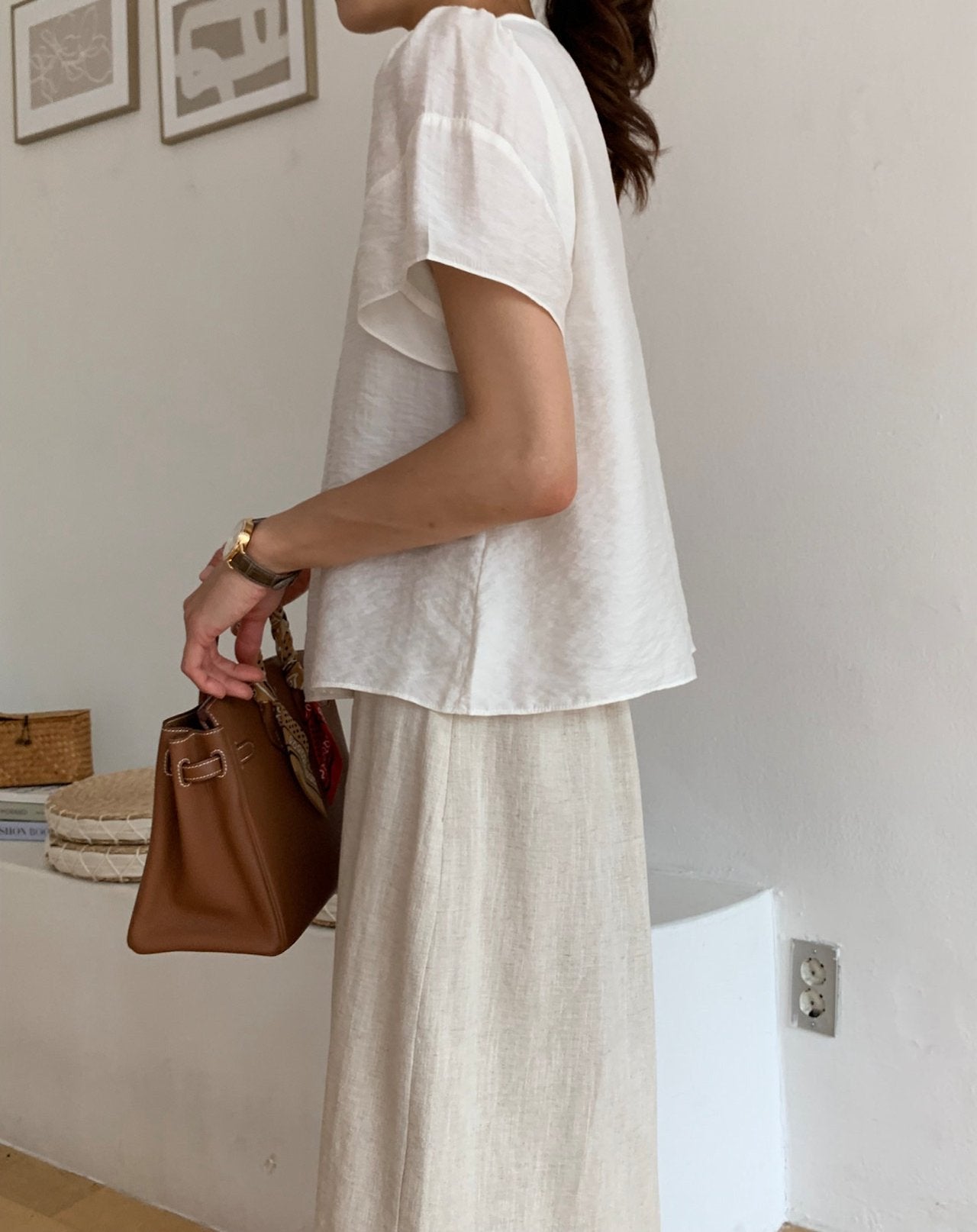 Modal puff sleeves blouse