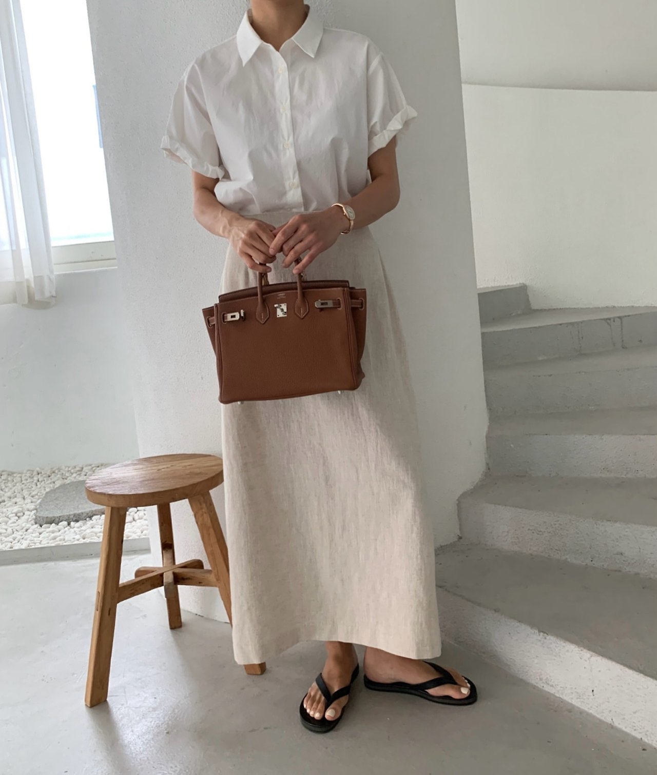 Rolled-up cotton shirt