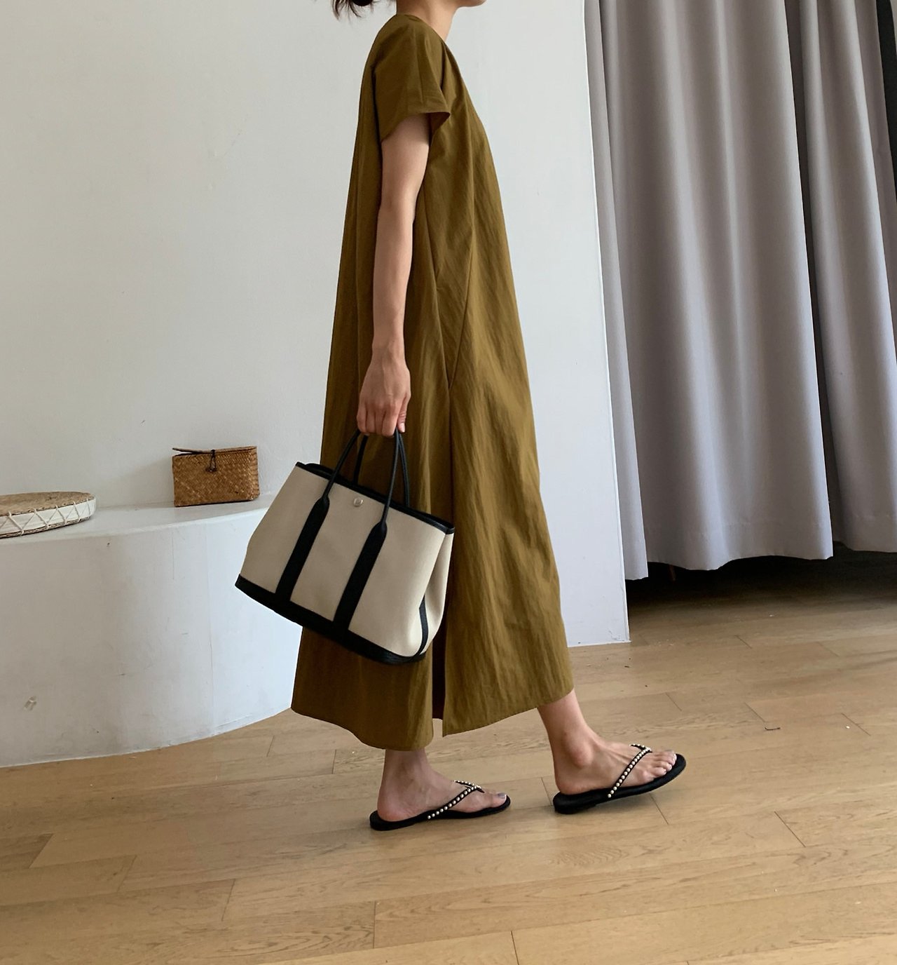 Nylon V neck dress