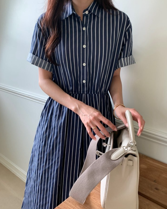 Half open striped dress