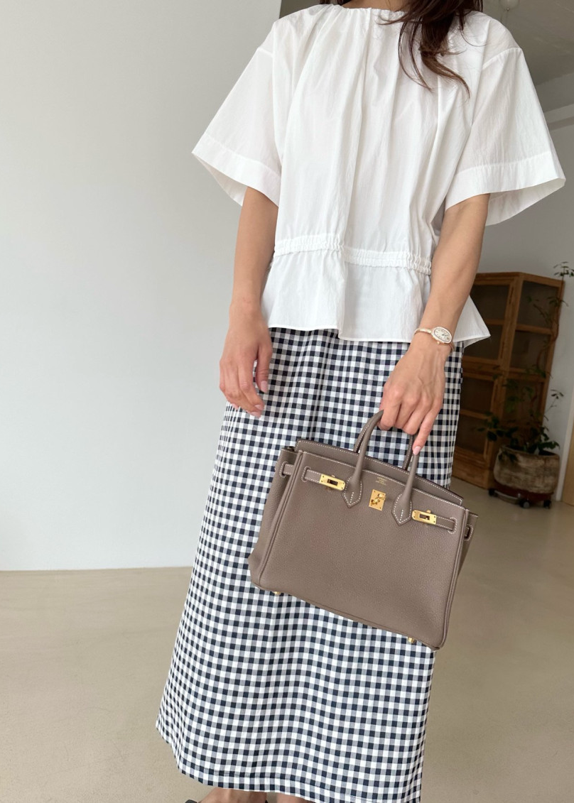Gingham checkered H skirt