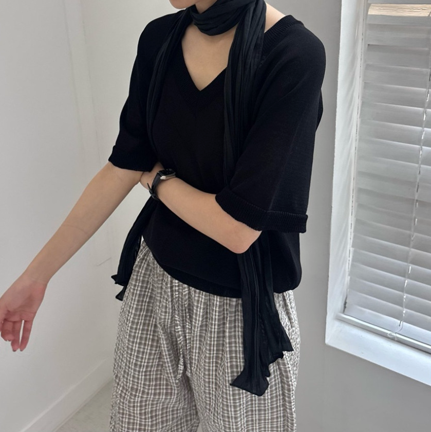 V neck summer knit top