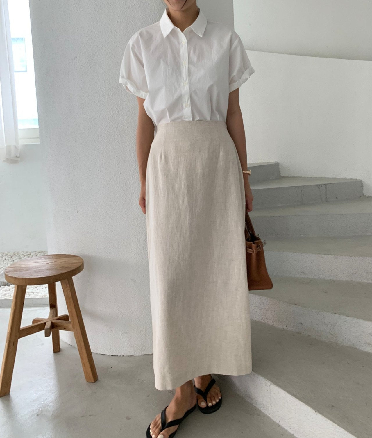 Rolled-up cotton shirt
