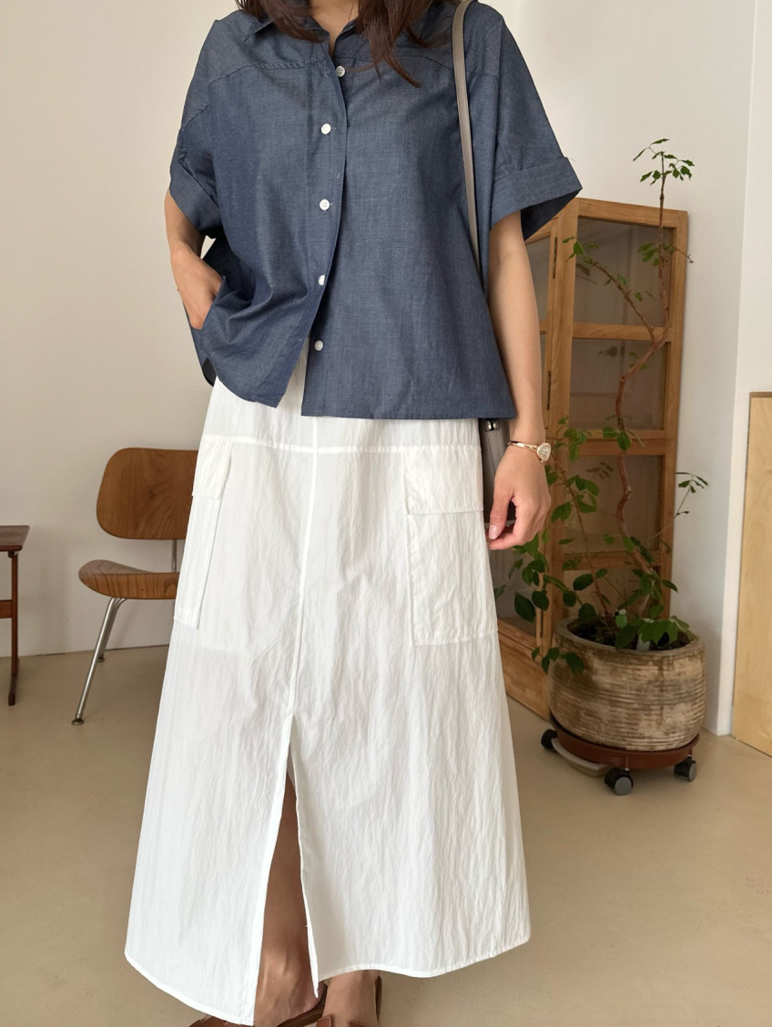 Nylon cargo skirt