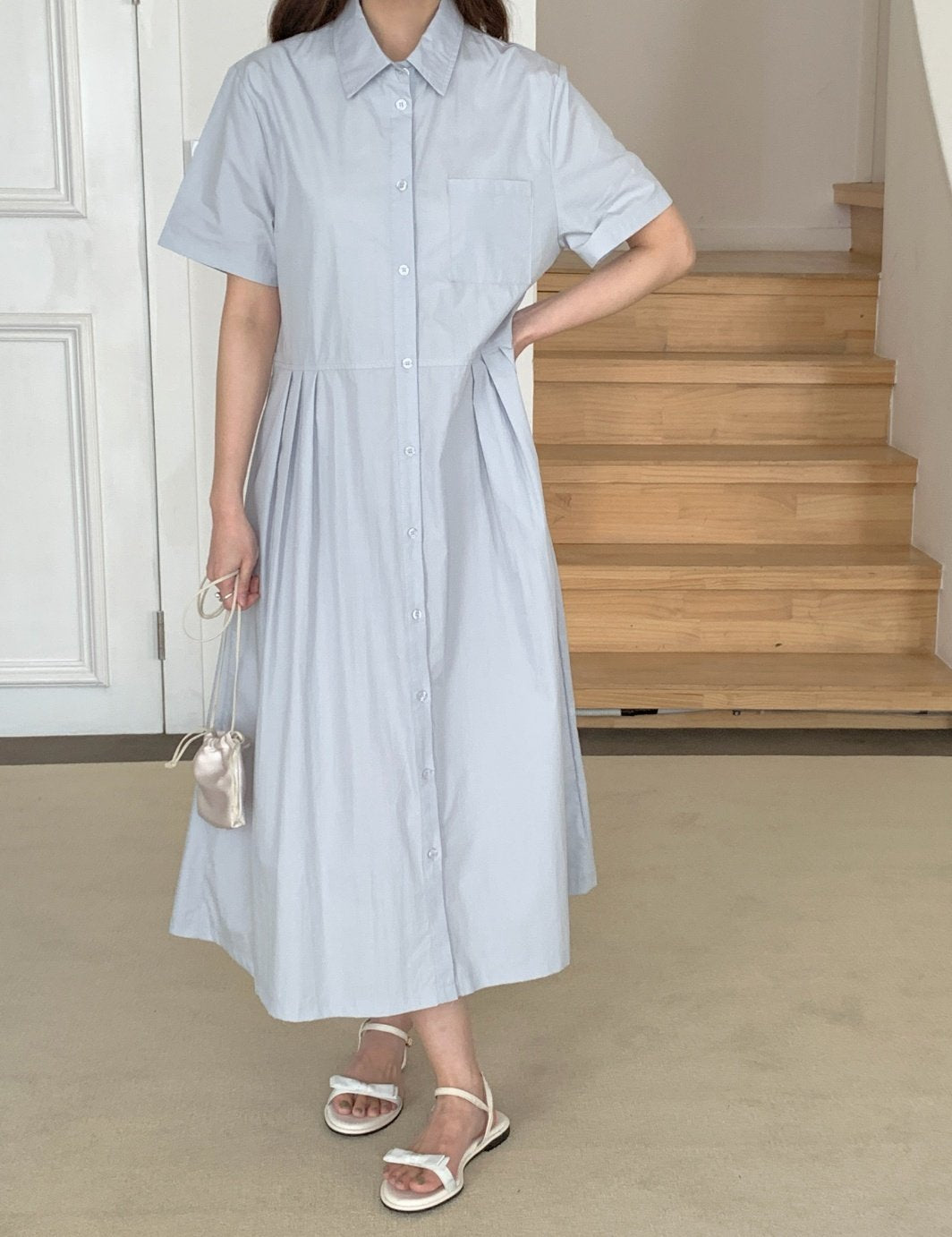 Cotton blend shirtdress