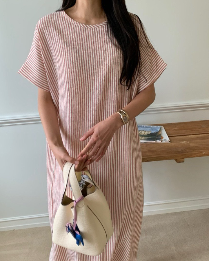 Soft seersucker striped dress