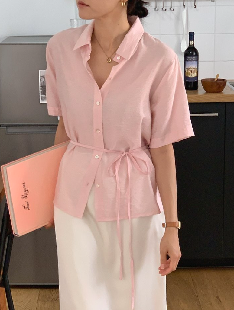 Silky half sleeves blouse