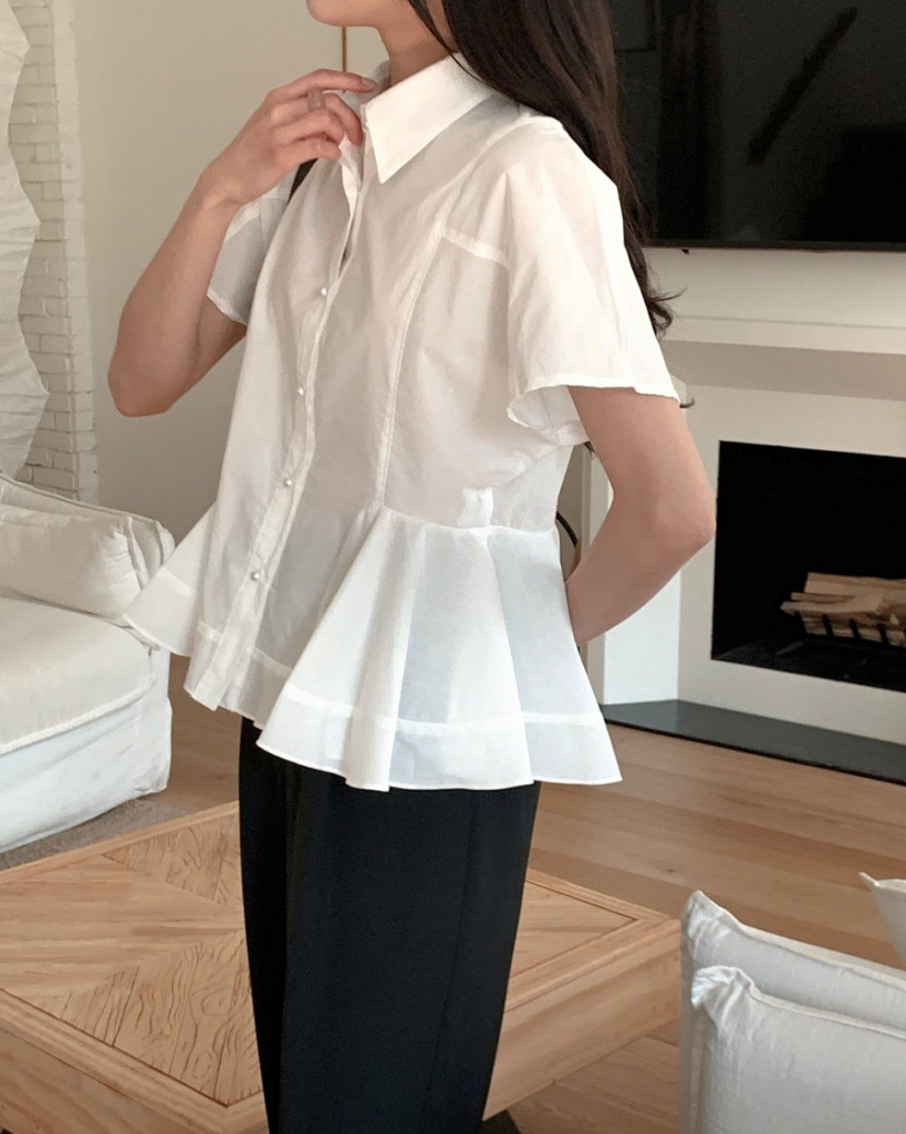 Pearl button peplum blouse
