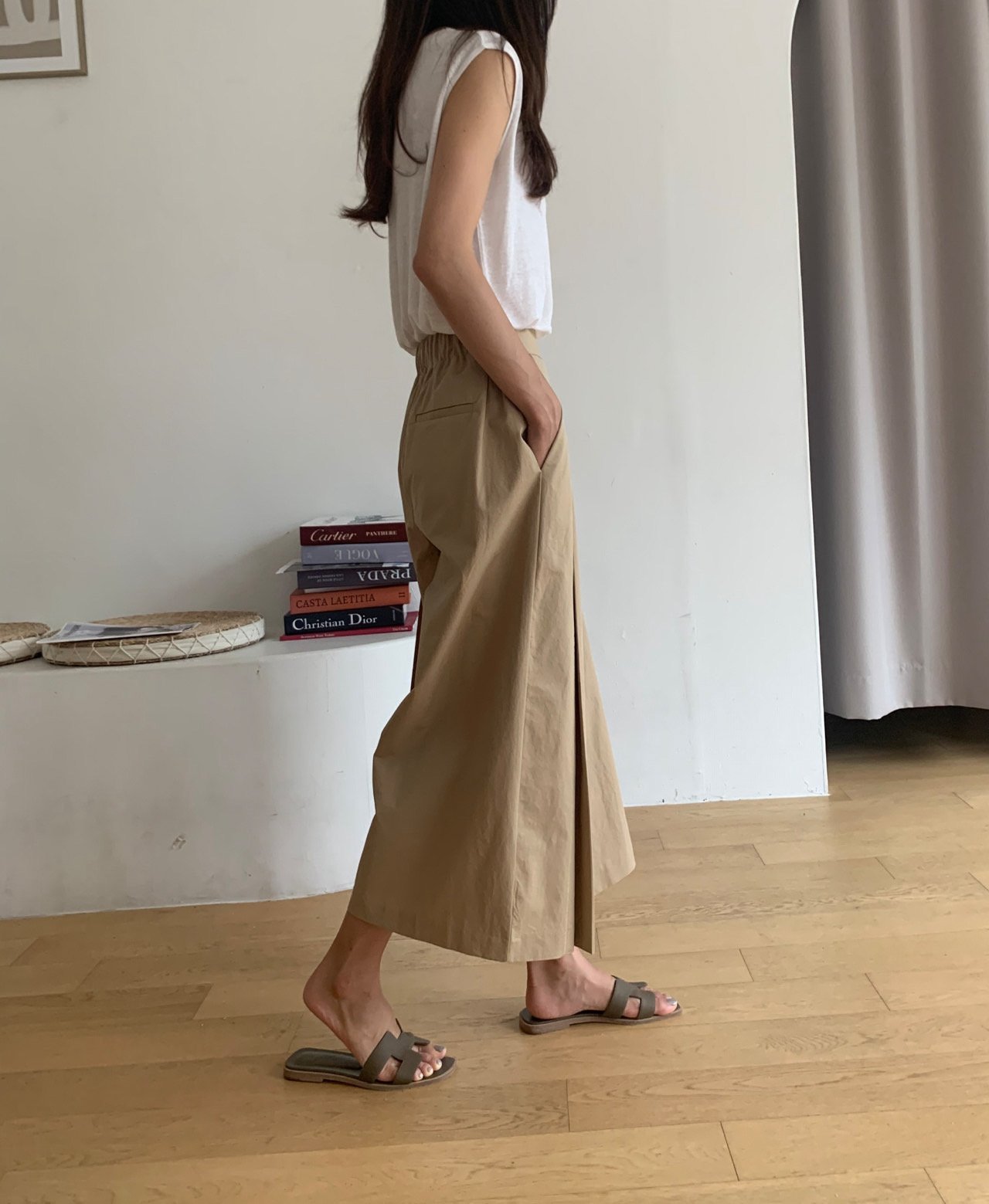 Pintuck wide pants