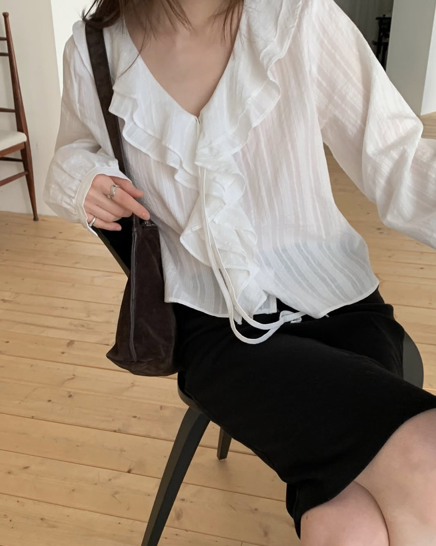 Ruffle lace collar blouse