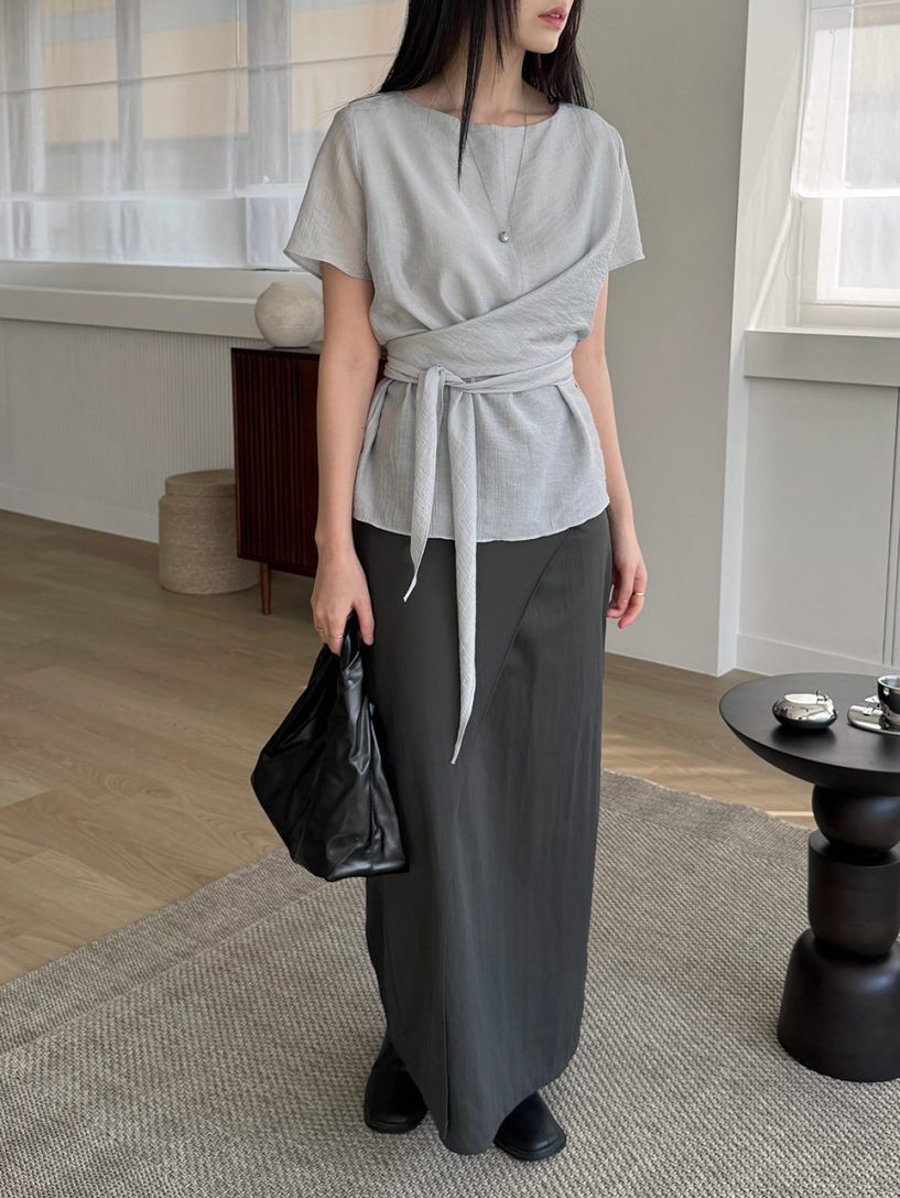 Waist sash blouse