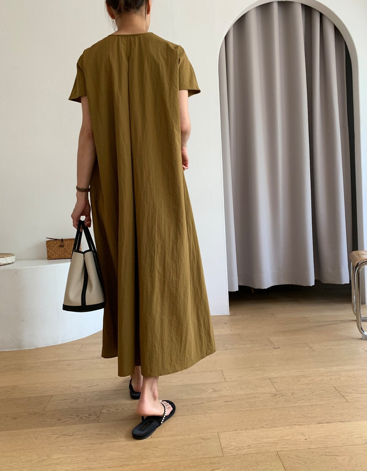 Nylon V neck dress