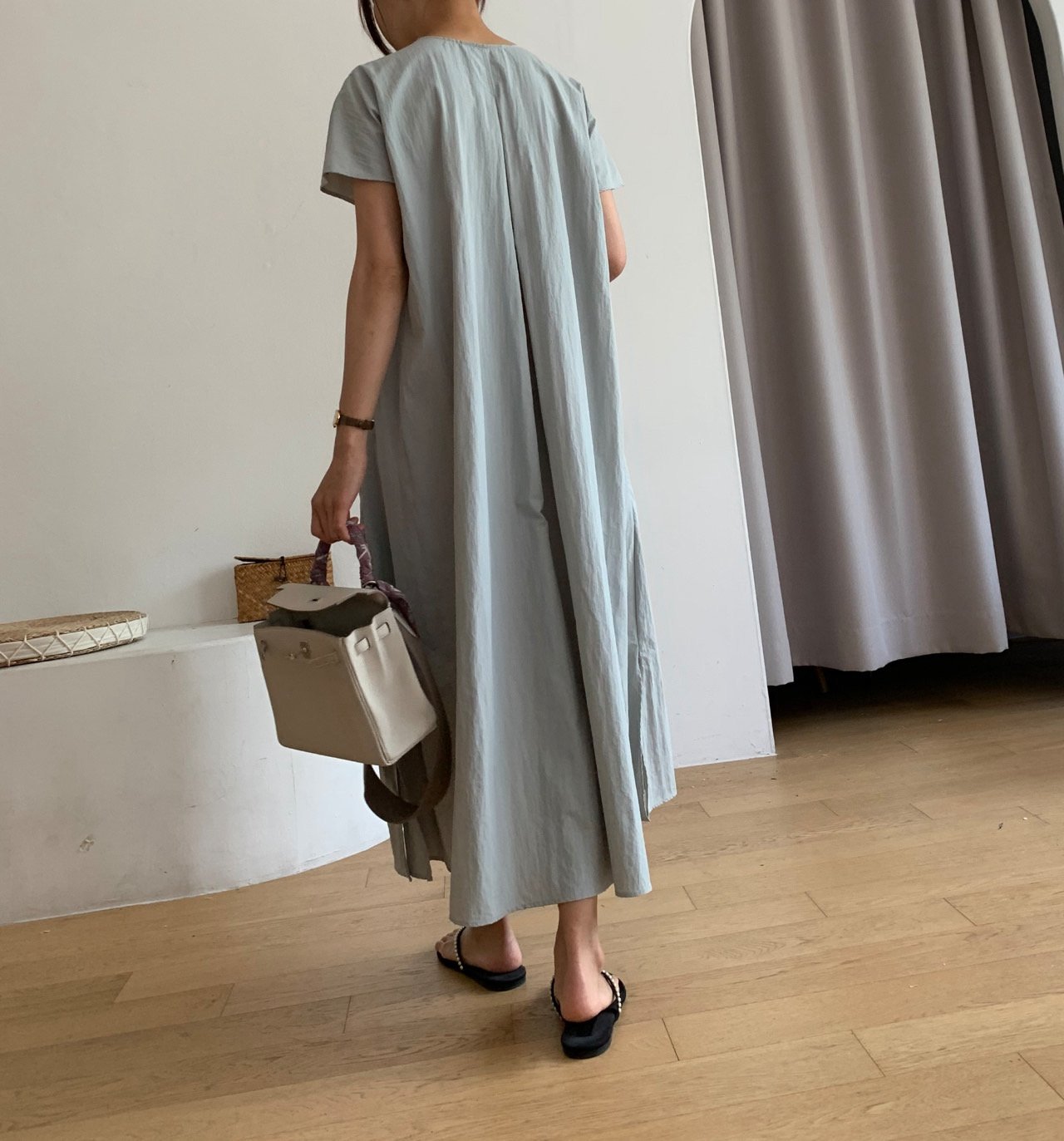 Nylon V neck dress