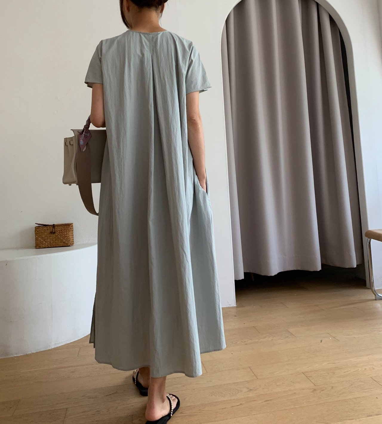 Nylon V neck dress