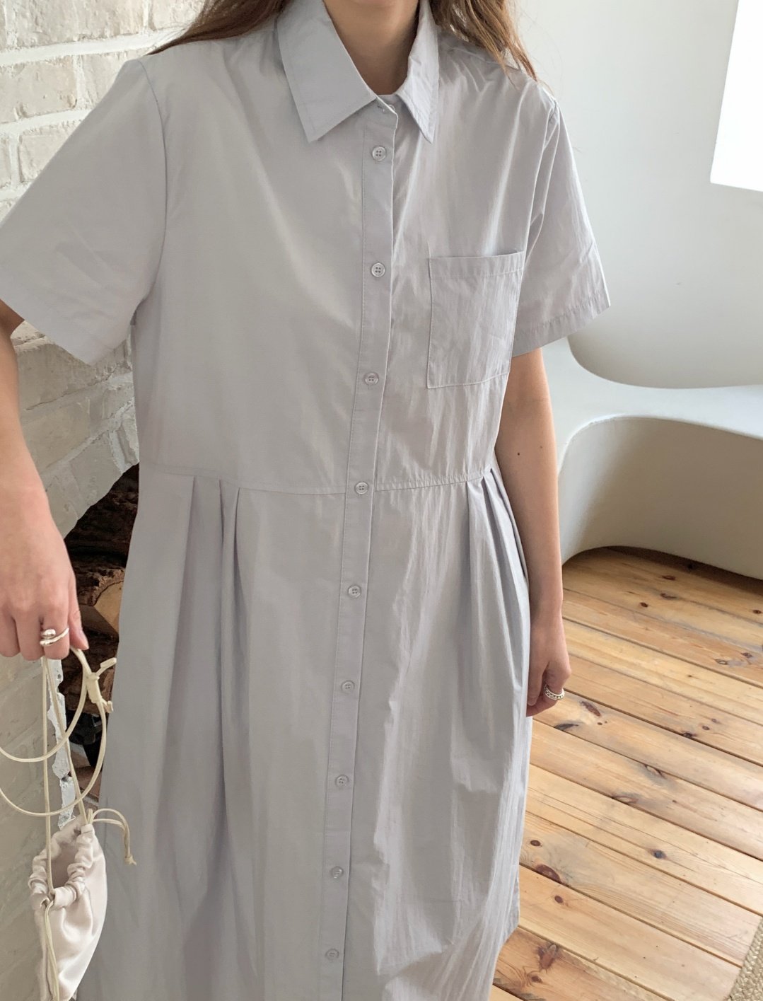 Cotton blend shirtdress