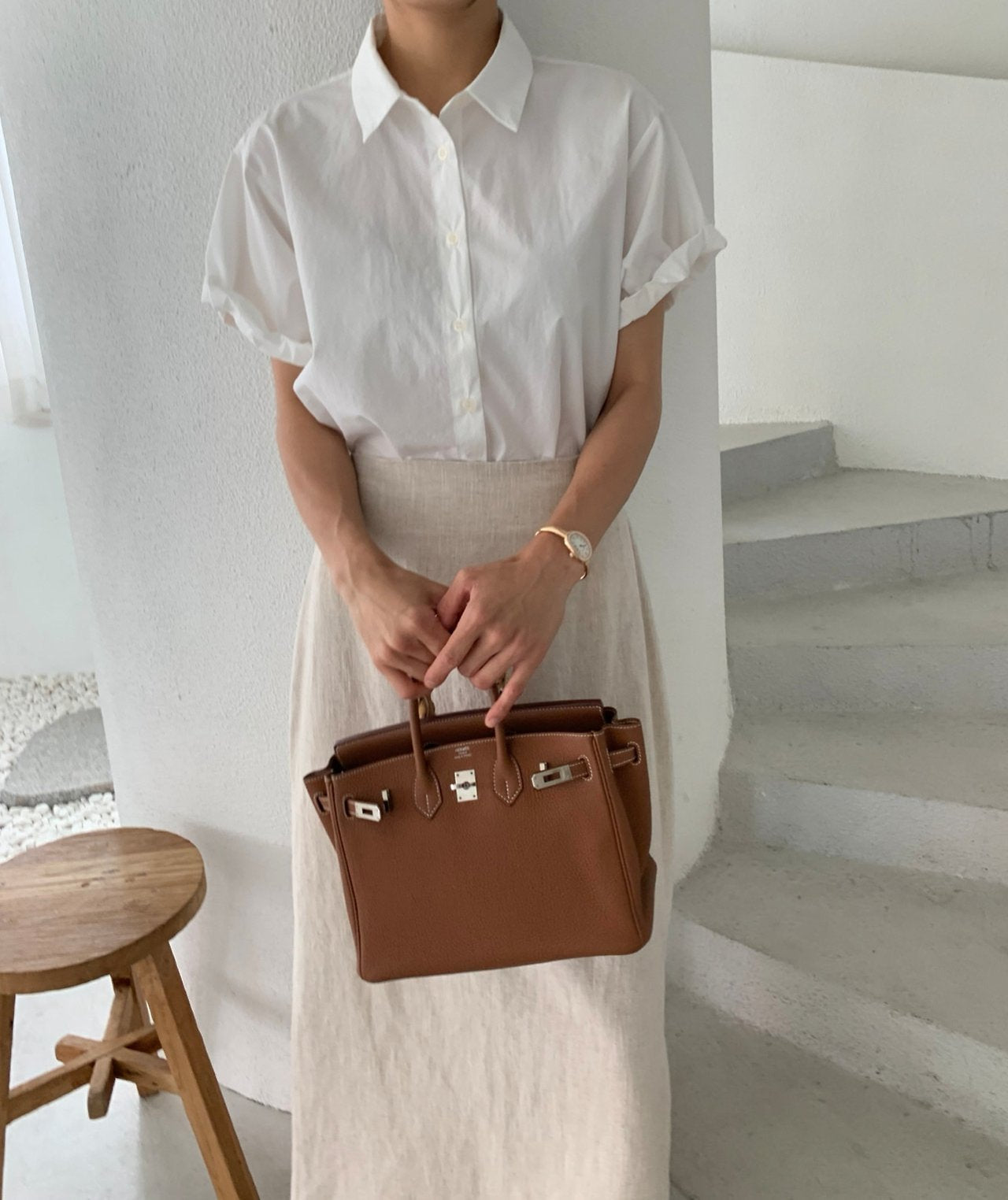 Rolled-up cotton shirt