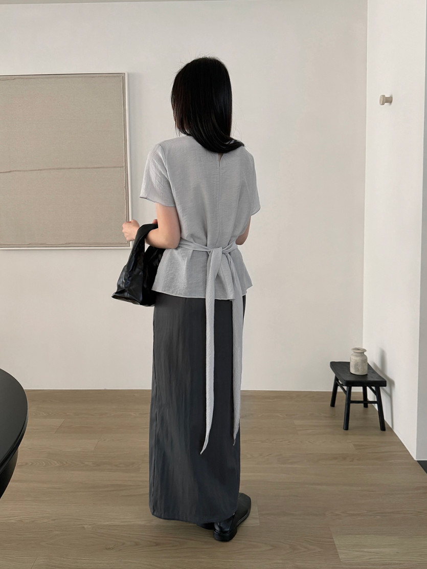 Waist sash blouse