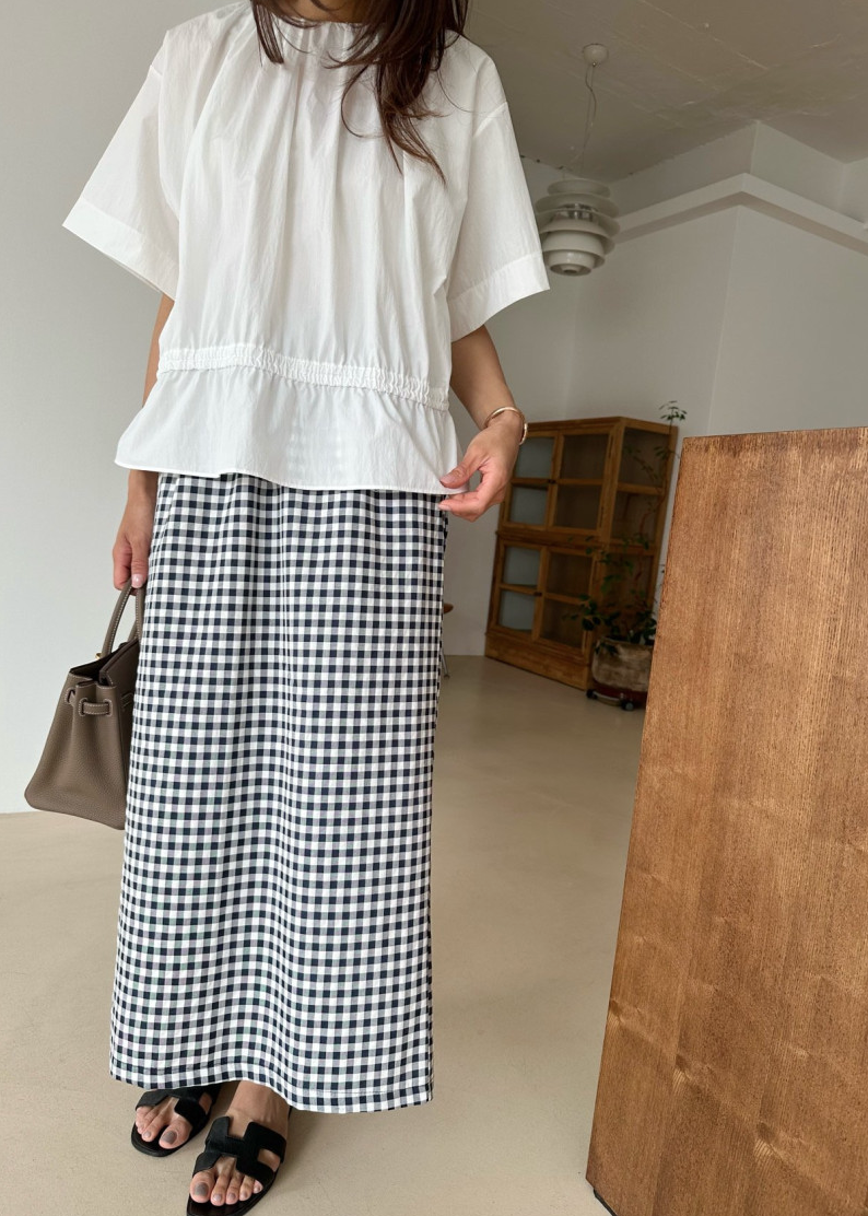 Gingham checkered H skirt