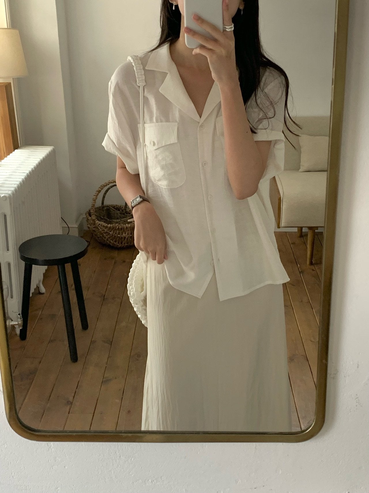 Pocket linen blend shirt