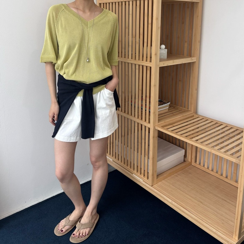 V neck summer knit top