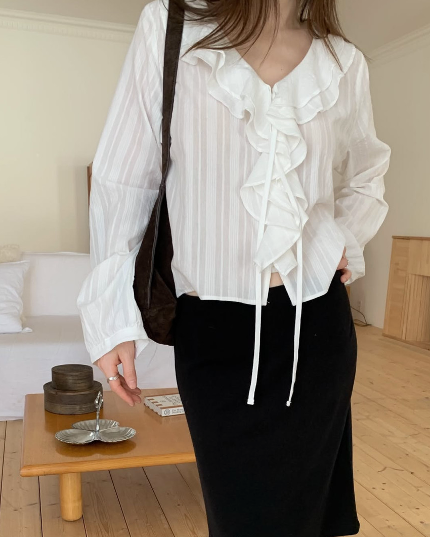 Ruffle lace collar blouse