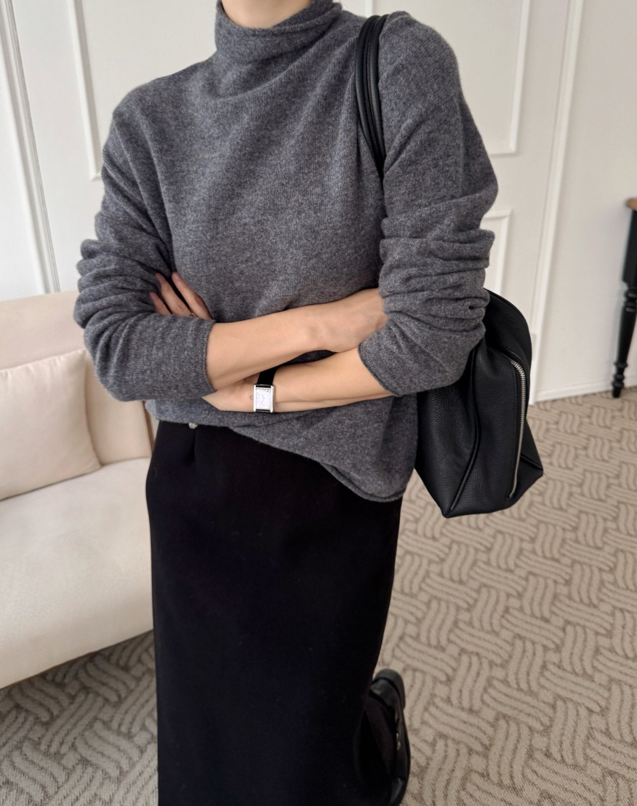 (F/W) Wholegarment high-neck knit top