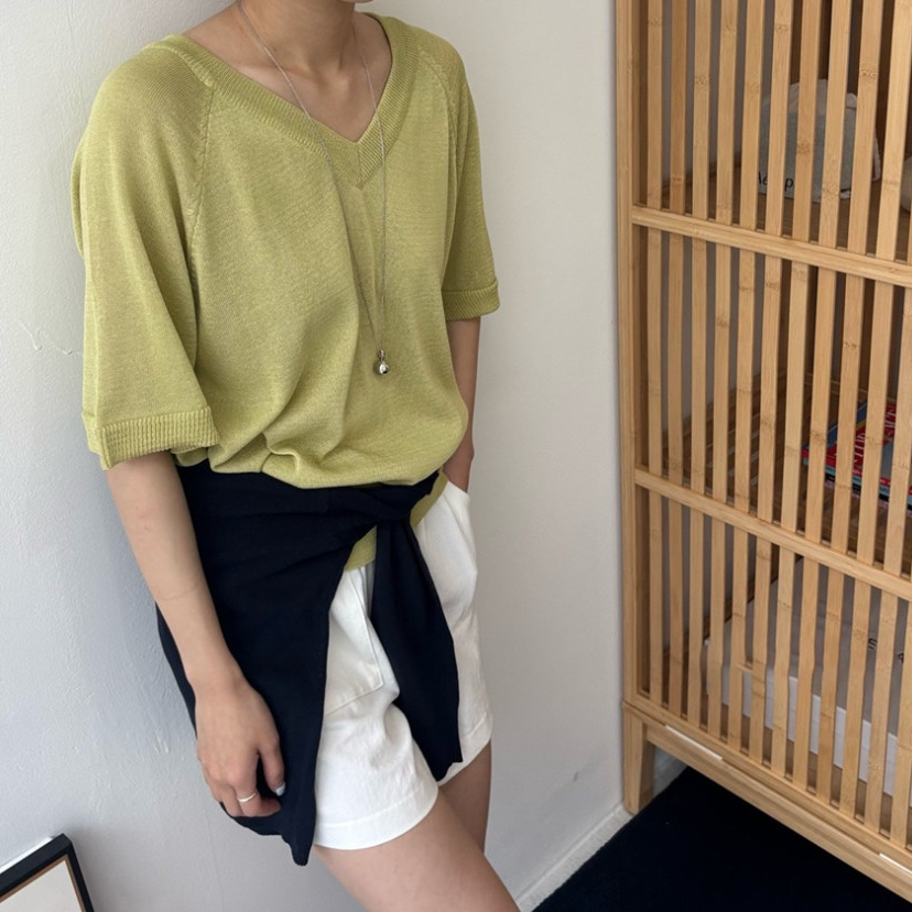 V neck summer knit top