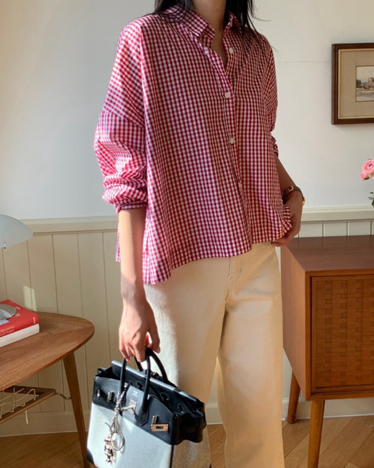 Small checkered cropped shirt