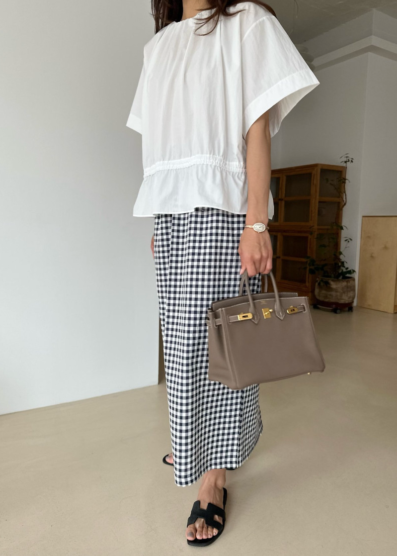 Gingham checkered H skirt