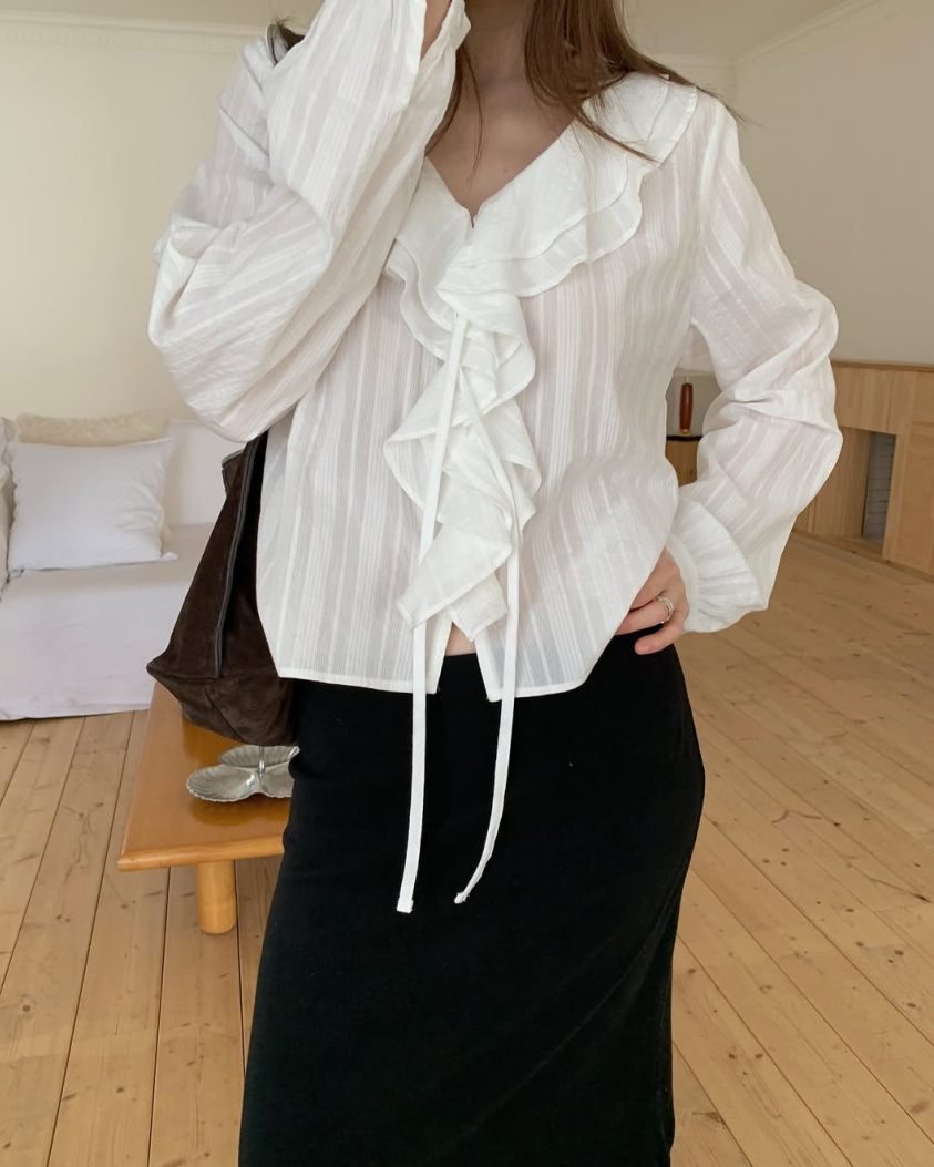 Ruffle lace collar blouse