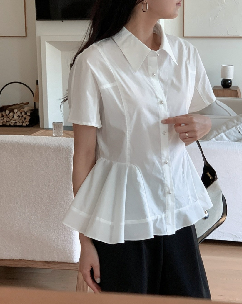 Pearl button peplum blouse