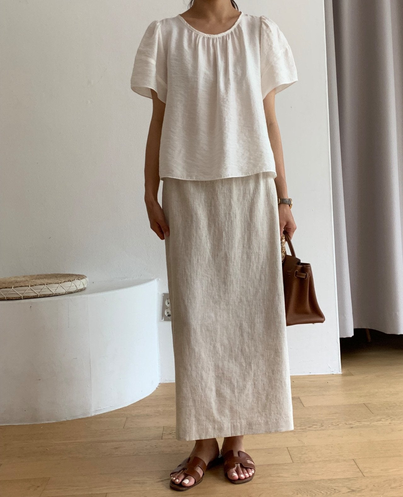 Modal puff sleeves blouse