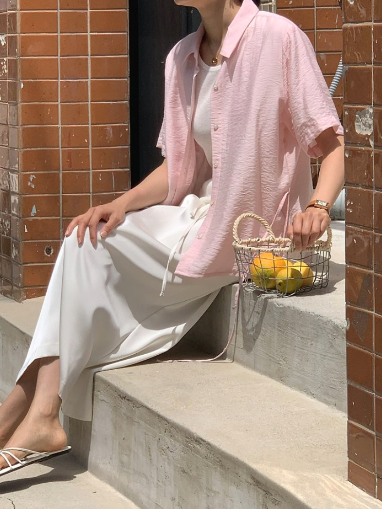 Silky half sleeves blouse