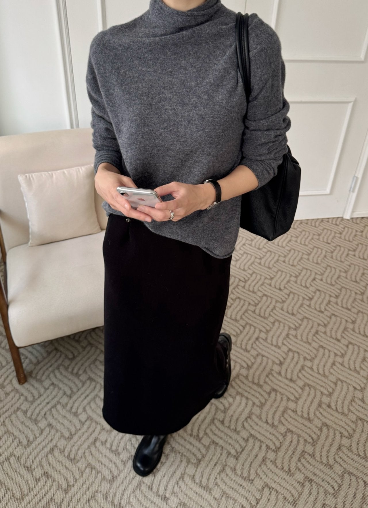 (F/W) Wholegarment high-neck knit top