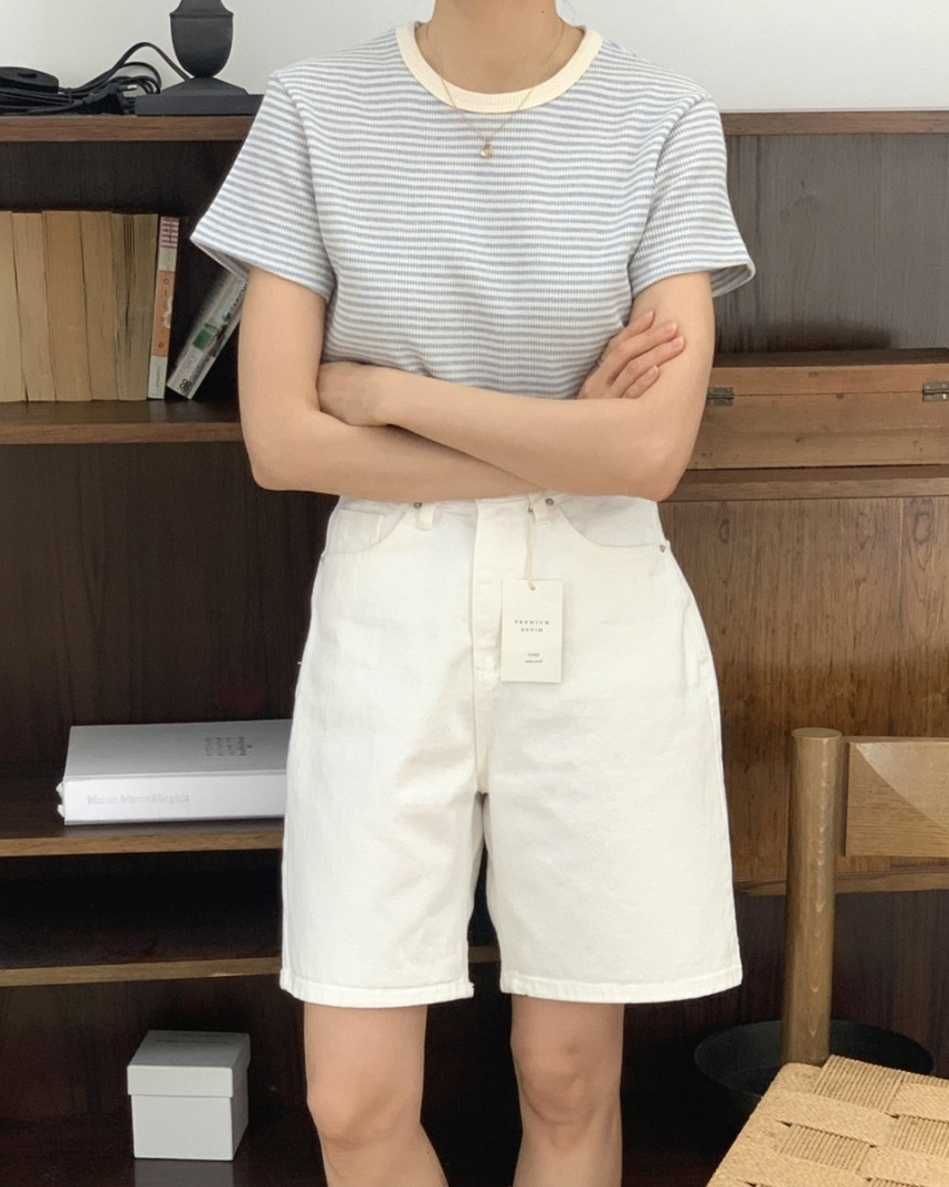 Summer waffle striped t-shirt