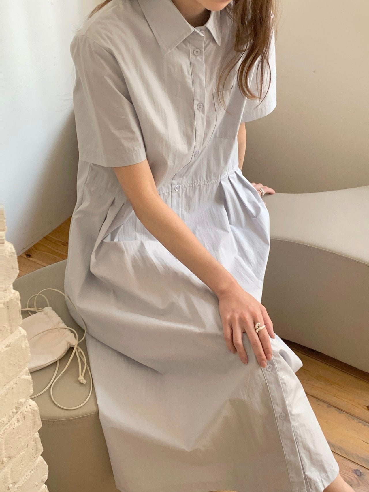 Cotton blend shirtdress