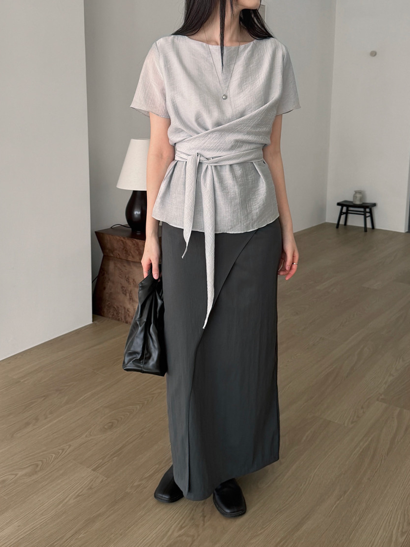Waist sash blouse