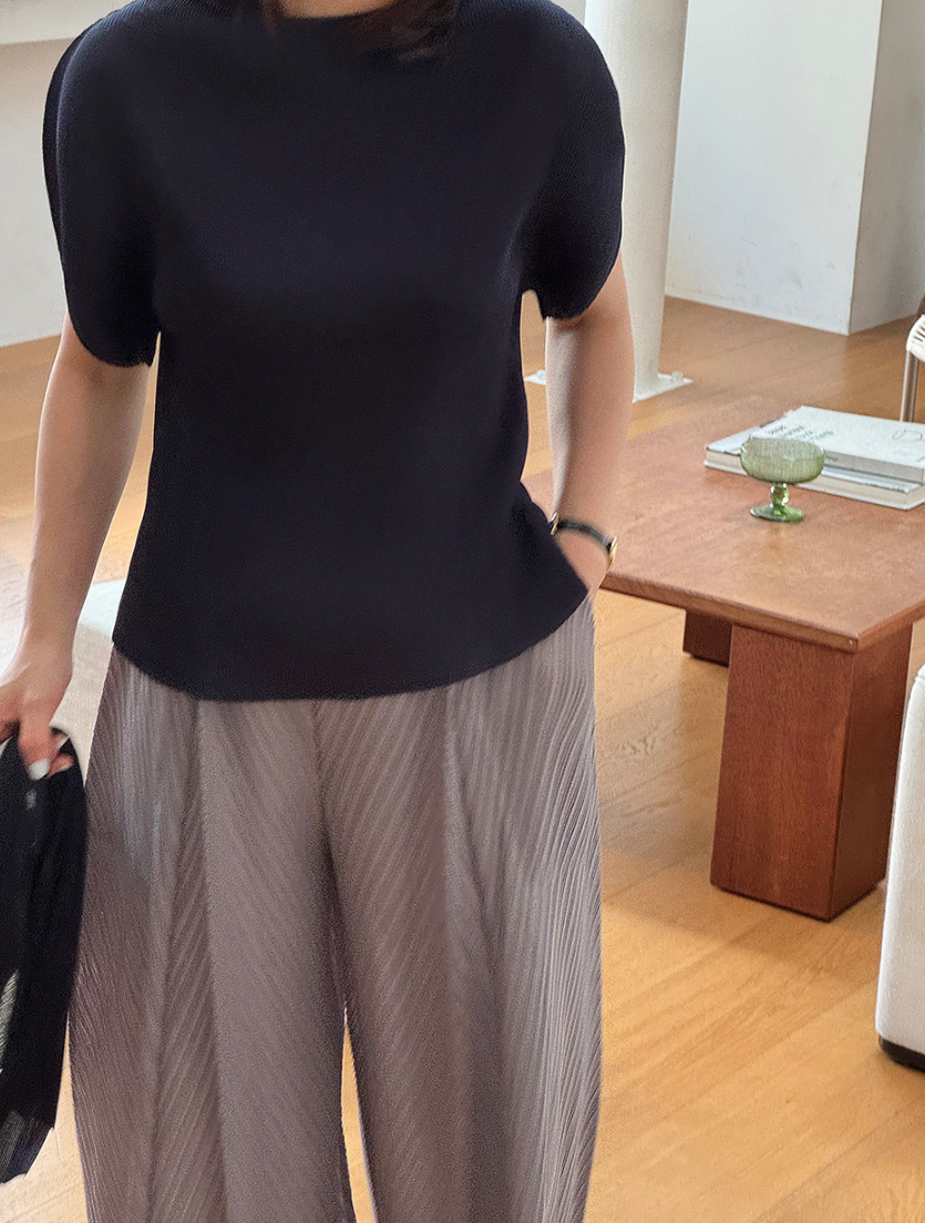 Shawl set pleats blouse