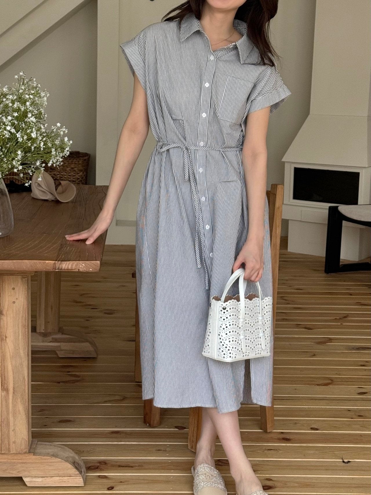 Striped shirt dress