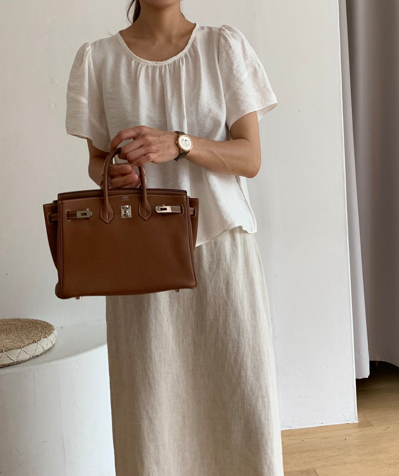 Modal puff sleeves blouse