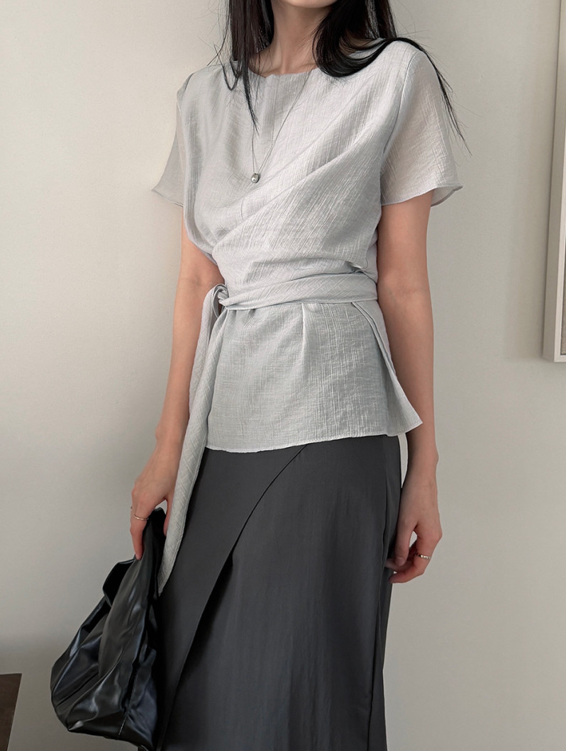 Waist sash blouse