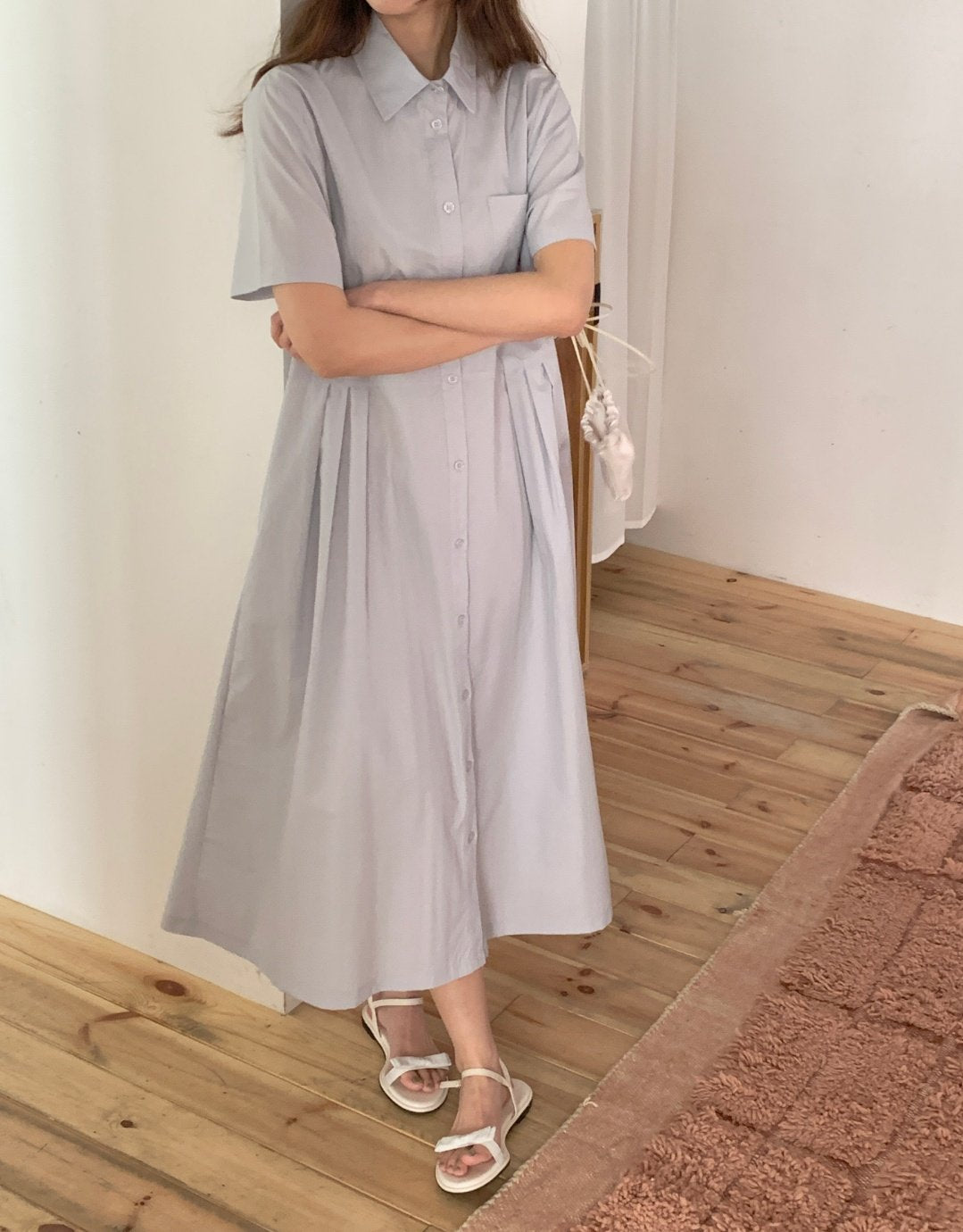 Cotton blend shirtdress