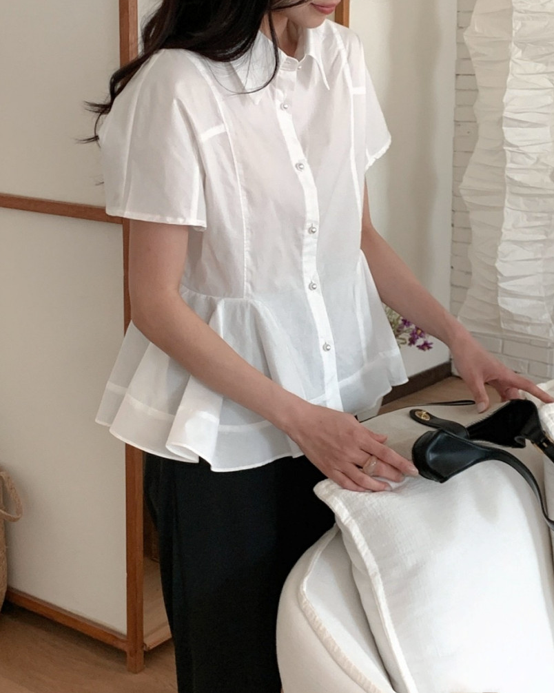 Pearl button peplum blouse