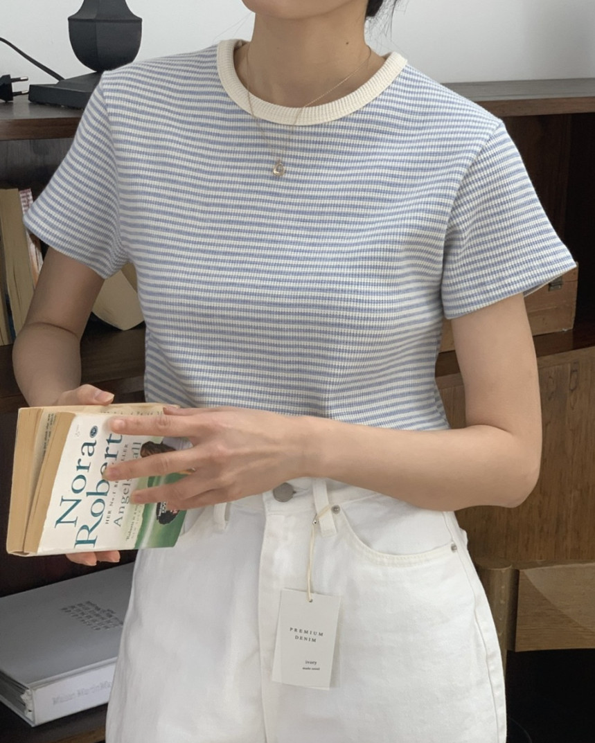 Summer waffle striped t-shirt