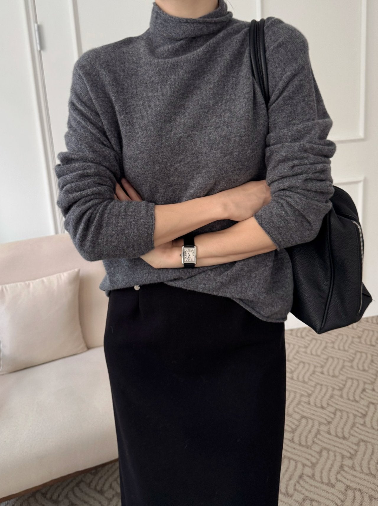 (F/W) Wholegarment high-neck knit top