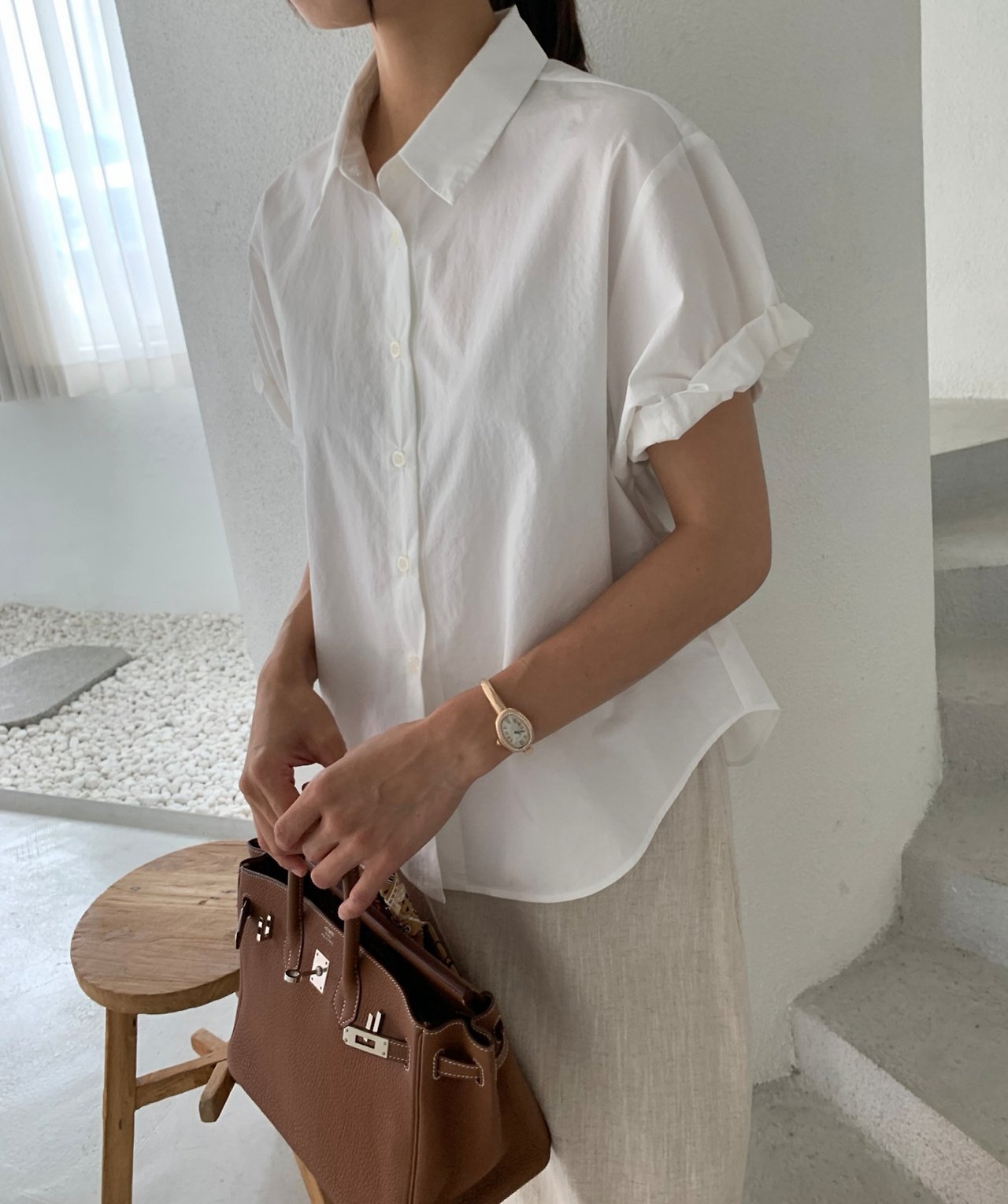 Rolled-up cotton shirt